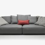 contemporary sofa / leather / fabric / 3-seater