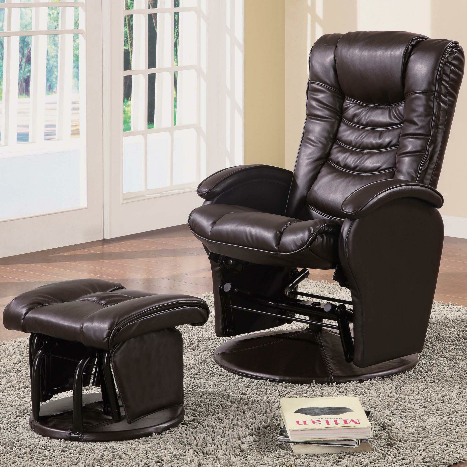 glider recliners coaster recliners with ottomans glider recliner with ottoman - item number: 600165 AHLKGFX