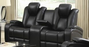 power loveseat element power recline loveseat in black leather upholstery by coaster - 601742p RNNNSZP